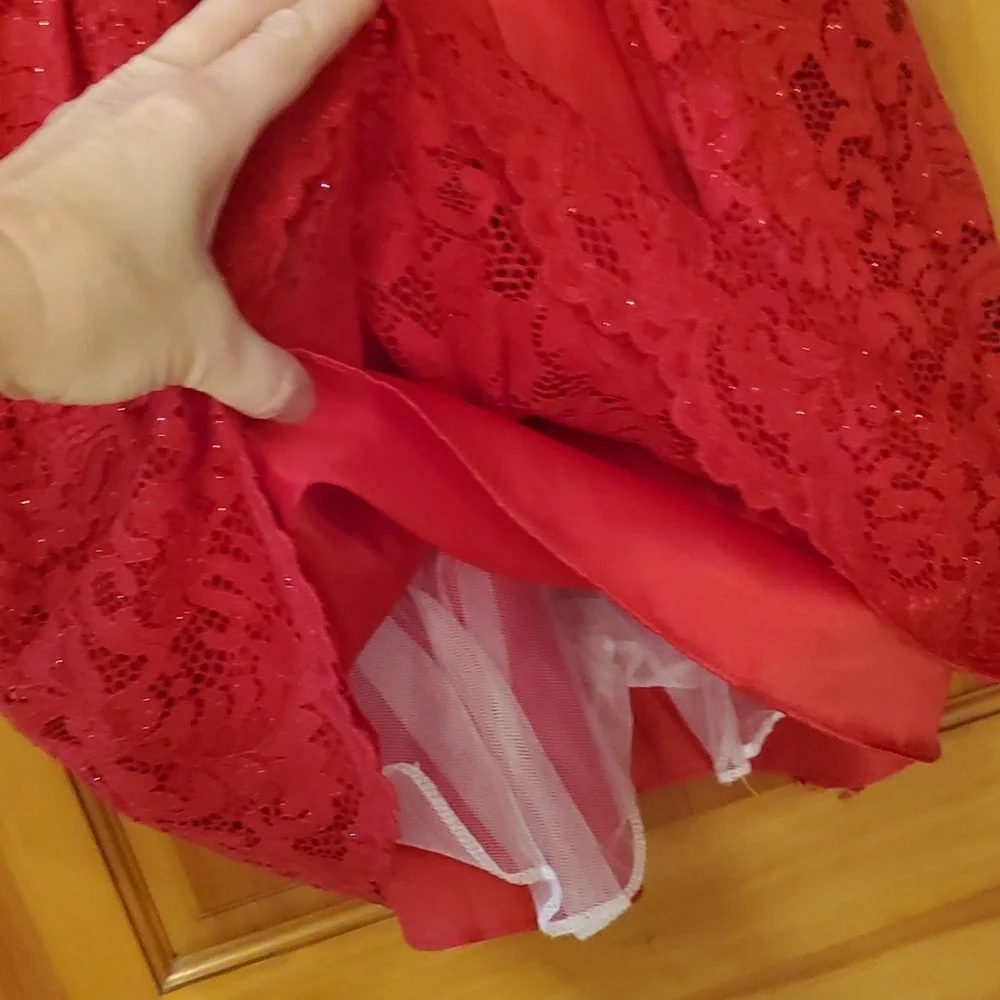Rare Editions Girls‎ 6X Red Sparkly Lace Dress